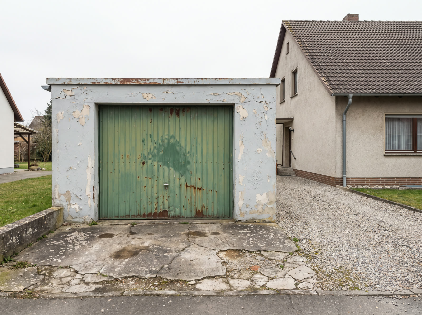 Alte, verwitterte Garage vor dem Abriss