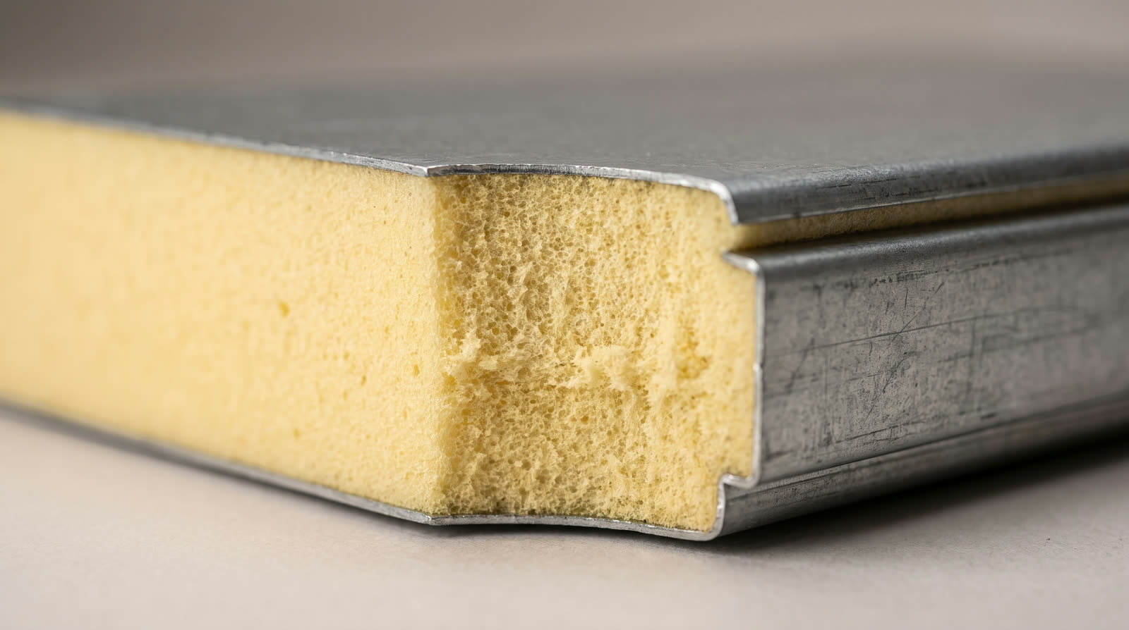 Querschnitt eines gedämmten Stahl-Sandwichpaneels
